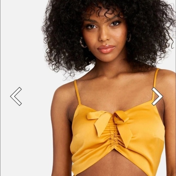 $149 Bebe  JUMPSUIT Women Medium Cut Out Yellow Wide LegSleeveless New - Picture 6 of 16